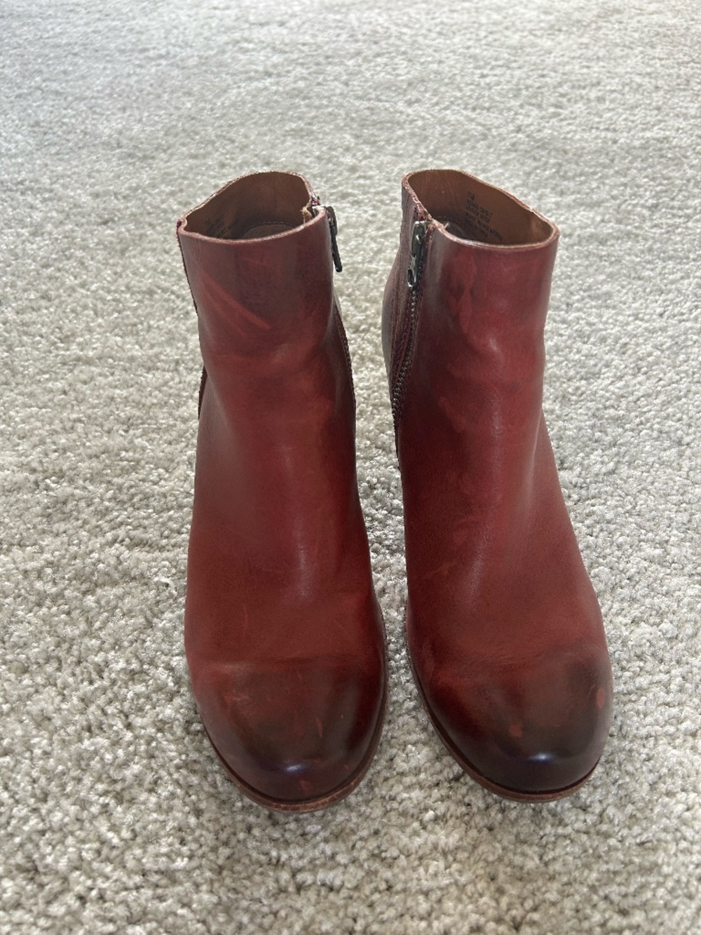 Kork-Ease Natalya Wedge Booties, Cherry Red / Cognac
